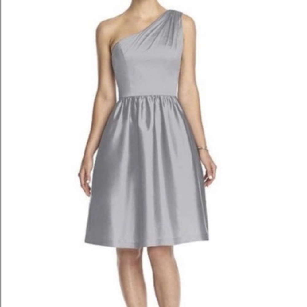 ALFRED SUNG One-Shoulder Silver Dress - Picture 1 of 6